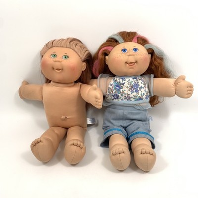 Lot of 2 VTG Cabbage Patch Kids Dolls 16'' Play Along with Two & Multi Color Hair