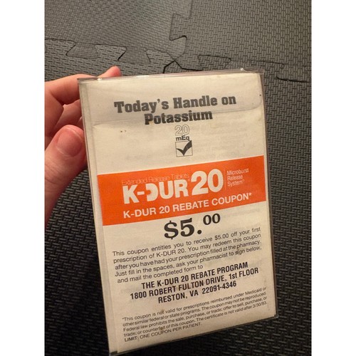 K-Dur 20 Potassio Chiave Prodotti Farmaceutici Drug Rep Swag Tazza Paglia 1992 NOS - Foto 4 di 6