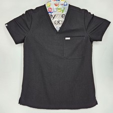 Figs Scrub Top Womens Small Black Catarina One Pocket Healthcare Nurses Uniforms