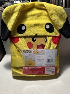 Pokemon Pikachu Bath/Pool/Beach Soft Cotton Terry Hooded Towel Wrap, 24" x 50