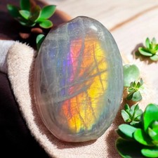 Sunset Labradorite Palm Stone: Pink - Purple - Gold and