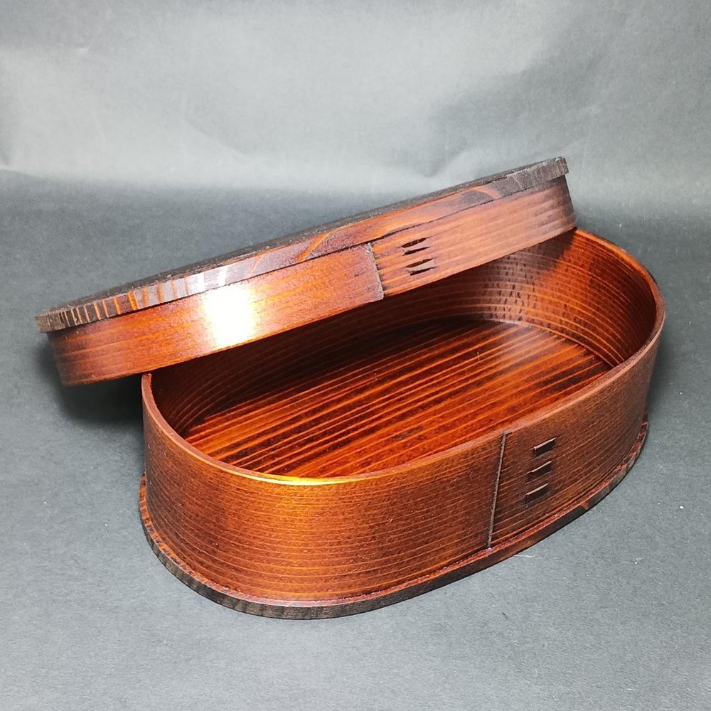Jubako Bento Box Japanese Unused Odate magewappa Urushi lacquer Oval bento small