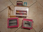 Barbie Lot x3 meubles four plaque de cuisson électronique cuisine pour poupée
