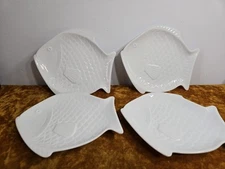 Fish Plates The Cellar White Ware Macy's Set Of 4 8.5" Salad Nautical Coast