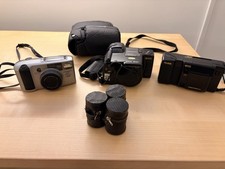 Bundle Point And Shoot Cameras  3 Expired Rolls And Canisters  RedShoulder Bag