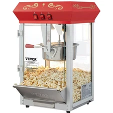850W 48-Cup 8oz Electric Popcorn Maker Machine, Countertop, Red, Fast Heating
