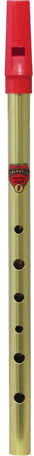 Brass GENERATION TIN WHISTLE in Key of F. Irish Penny Folk Whistle, mellow tone