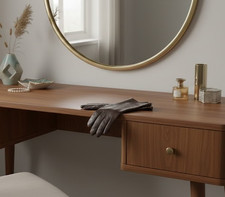 MCM Van Raalte Brown Leather Gloves Wrist Length Tailored Old Money Classic