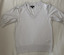 DKNY Beige V-Neck Short Sleeve Sweater / Knit Top M