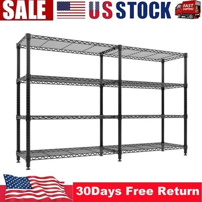 Heavy Duty Metal Storage Shelving Unit 4-Tier Adjustable Wire Food Service Shelf