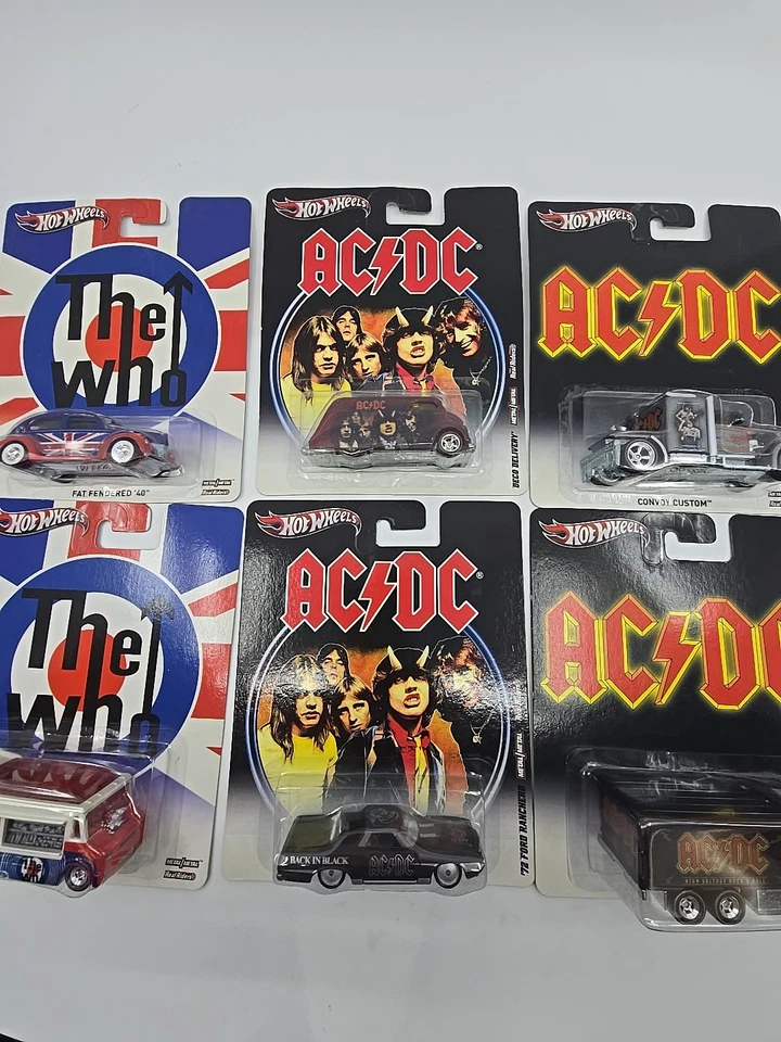 Hot Wheels рок-группы поп-культура набор из 6 WHO KISS AC/DC REAL RIDERS METAL RRs - Изображение 3 из 4