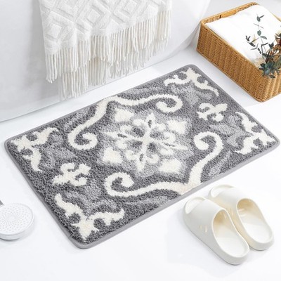 Vintage Floral Bath Rug Quick Drying and Non-Slip Bathroom Mat Soft Microfibe...