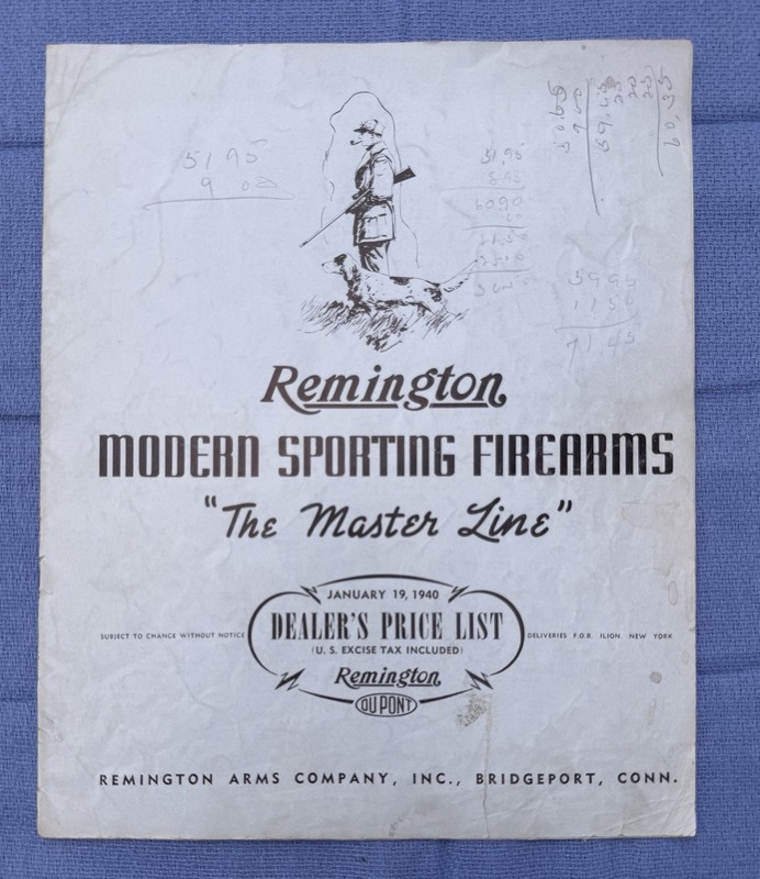 Vintage 1940 Remington “The Masters Line” Dealer’s Price List