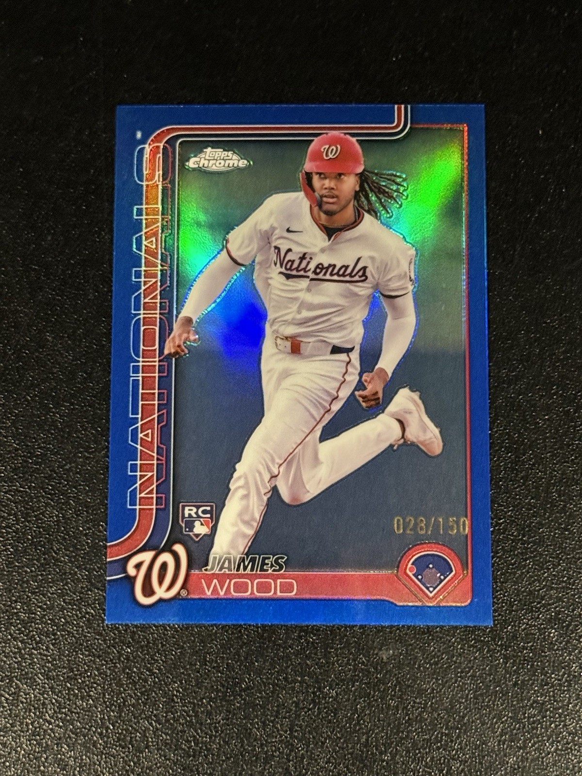 2025 Topps Chrome James Wood #132 Blue Refractor /150 Rookie RC Nationals
