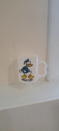 Vintage Federal Milk Glass Mug Cup, Pedestal Donald Duck Walt Disney Production