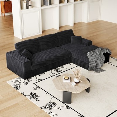 114.5'Modern Corduroy Modular foam Sofa, Recliner Seat reversible Sofa, 2-in-1