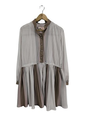 LADY CAROL A-Linien Kleid Damen Kleid Gr. DE 36 weiß-braun Casual-Look