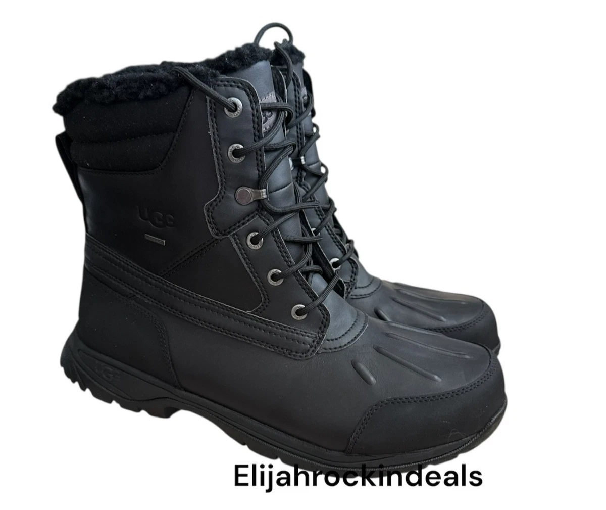 NEW MENS UGG FELTON BLACK WATERPROOF LEATHER DUCK WINTER SNOW BOOTS