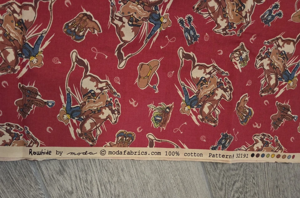 1.2 Yards (44 Inches) Rawhide MODA Cotton Fabric Western Cowboy Horses - Image 3 of 3