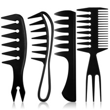 4PCS Hair Styling Comb Set Wide Tooth Texture Pick Anti Static Men