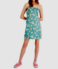 HIPPIE ROSEJuniors' Spaghetti-Strap Satin Dress Jade Floral Womens Size L Satin