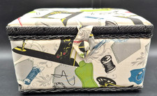 Vintage Style Singer Black Sewing Machine Fabric Padded Basket Box Magnetic