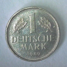 1989 F Germany Coin 1 One Deutsche Mark KM#110 German FRG World Exc VF+ Coins