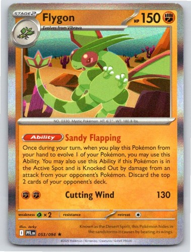 2025 POKEMON FLYGON PHANTASMAL FLAMES 053/094 HOLO RARE NM PFL100 FREE S&H