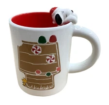 Zrike Brands Holiday Ceramic Coffee Mug, White with Red Interior, Peanuts Cha...