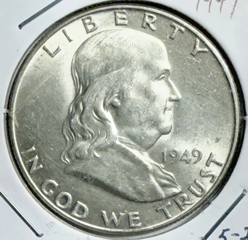 1949-P Franklin Silver Half Dollar - AU / BU - Free Shipping USA - (5-20)