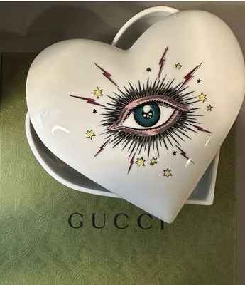 Gucci Star Eye Richard Ginori White Porcelain Heart Box Print Tray