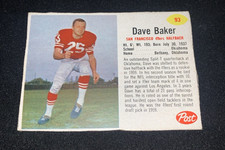 1962 Post Cereal Football #93 Dave Baker Short Print San Francisco 49ers RARE SP