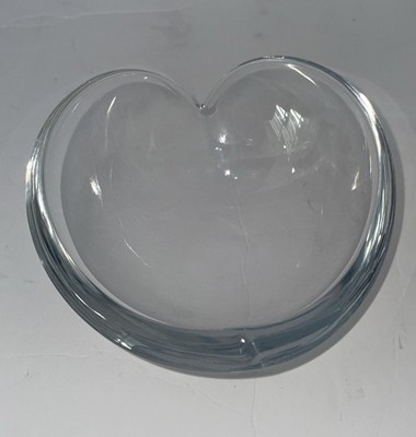 Nambe  Heavy Clear Glass Heart Shaped Bowl Candy Nuts Valentines Day 4''