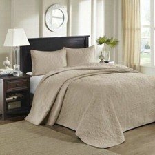 Madison Park Quebec 3-Piece King Quilted Bedspread Set Khaki New 290
