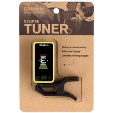 D'Addario PW-CT-17YL Eclipse Clip-on Chromatic Tuner for Guitar and Bass, Yellow