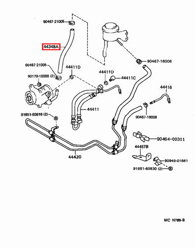 Genuine LandCruiser 105 80 Series HZJ HDJ Reservoir to Pump Power Steering Hose - Picture 9 of 19