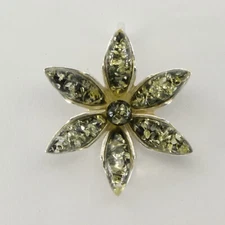 Green BALTIC AMBER Flower Pendant - 925 STERLING SILVER #6222e