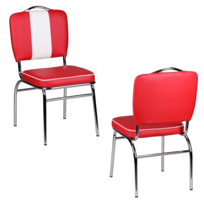 2er Set Esszimmerstühle American Diner Stühle 50er Jahre Retro Möbel Stuhl Rot