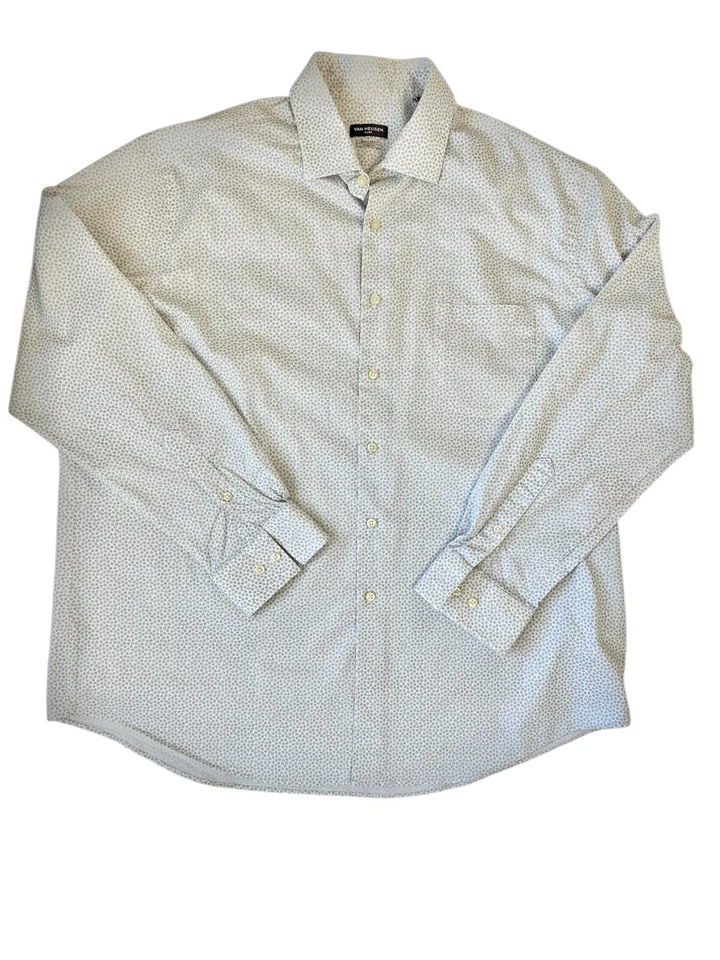 Van Heusen Mens Dress Shirt Size XL 17 1/2 34/35 Off White Regular Fit Pre-owned - Image 2 of 4