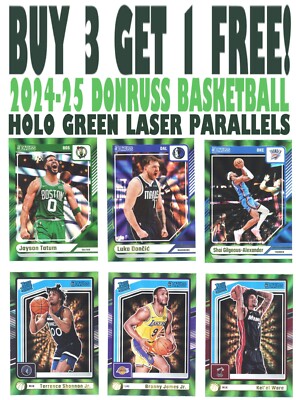 2024-25 Panini Donruss Basketball HOLO GREEN LASER (BUY 3 GET 1) You Pick/Choose