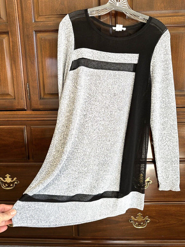 Helmut Lang, Helmut Lang Long Sleeve Tunic Top, Large, Grey & Black, 98% Viscose, Vintage