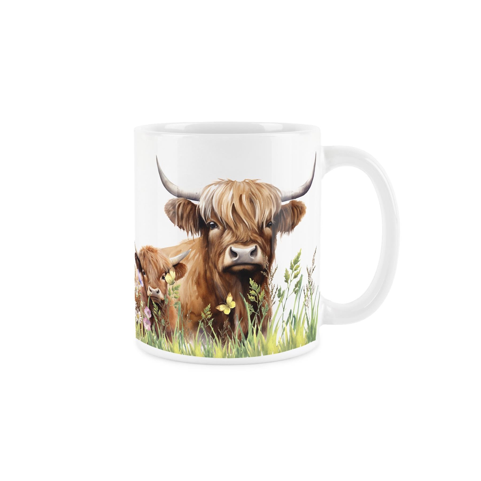Highland Cow Mug - Mum & Calf Farmyard Tea/Coffee Gift Present Ceramic Cup
