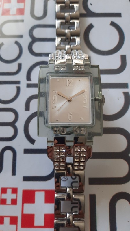 Swatch Be Found SUBM102G Square 24mm Stainless Steel 