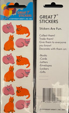 12 packages of Fuzzy Cat Stickers, "Great 7" Sticker Designs, PFZ0205