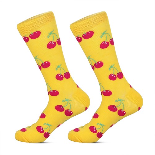 Mens Cotton Work Socks Novelty Fruits Banana Pineapple Cherry Funny Dress Socks - Picture 6 of 32