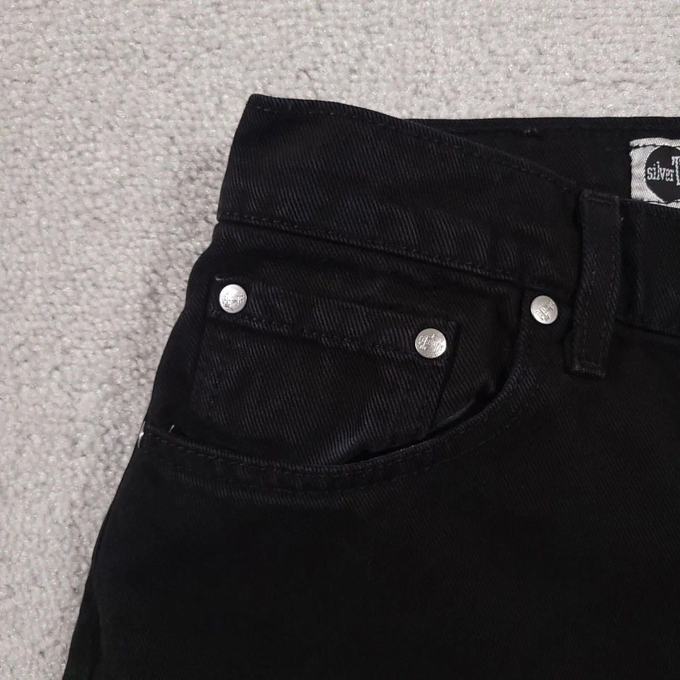 Pantalones de mezclilla vintage Levis para mujer 12 Reg M Tencel negro plata lengüeta calce suelto hechos en EE. UU. Foto 4 de 4