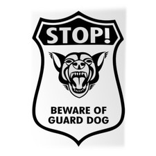 Vertical Vinyl Stickers Stop Beware of Guard Dog Pet Animal Safety Sign Label