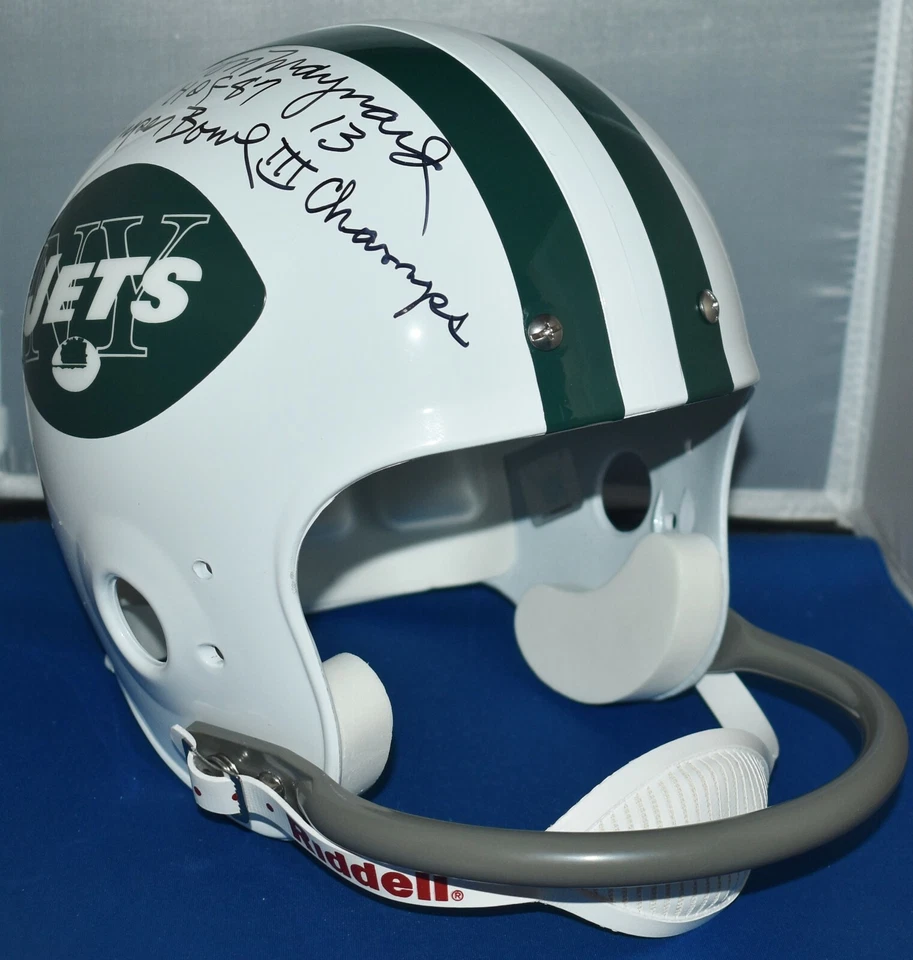 DON MAYNARD AUTOGRAPHED FULL SIZE CUSTOM REP HELMET NEW YORK JETS HOF 87 JSA  - Image 3 of 4
