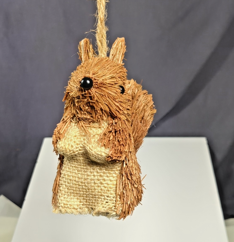 Cute Squirrel Sisal Straw 5" Christmas Holiday Ornament Burlap Belly - Picture 16 of 20