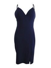 Aqua Women's V-Neck Mini Dress (6, Navy) 749709739582